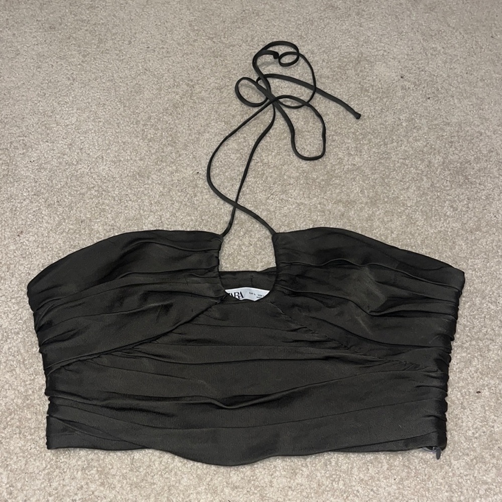 Zara Dark green crop top